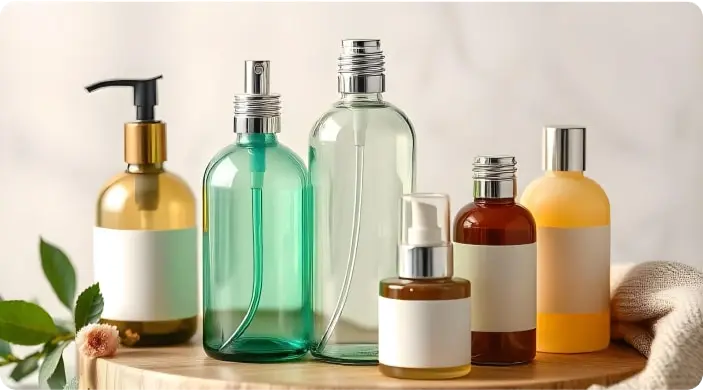 variety of cosmetic bottle packaging